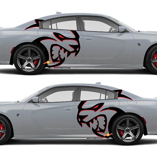 Riesige zweifarbige Hellcat Red Eye Seitenaufkleber für Dodge Challenger Redeye oder Charger
