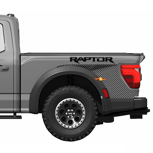 Grafiken für die Seite am Bett, passend für 2024 Ford F150 Raptor R Vinyl-Aufkleber-Set, Streifen 2
