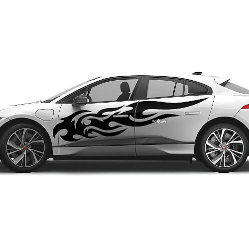 2x Jaguar F-Type R Side Racing Graphics Doors Side Flame Secal Vinyl Sticker
 1