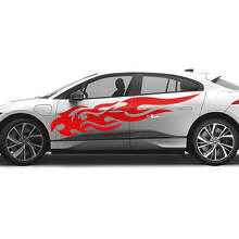 2x Jaguar F-Type R Side Racing Graphics Doors Side Flame Secal Vinyl Sticker
 2