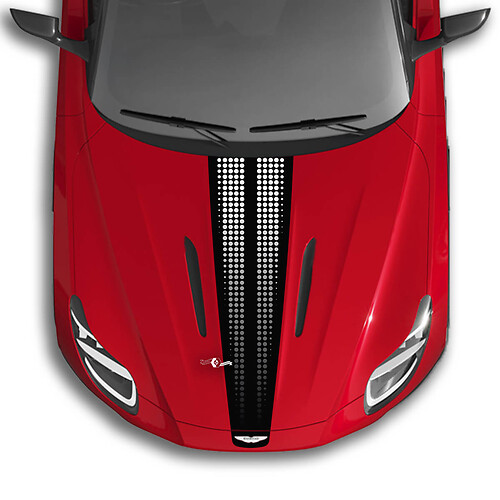 Motorhaube Aston Martin DB11 Stripe Checkerboard Flag Vinyl Aufkleber Aufkleber – 2 Farben Farbverlauf
