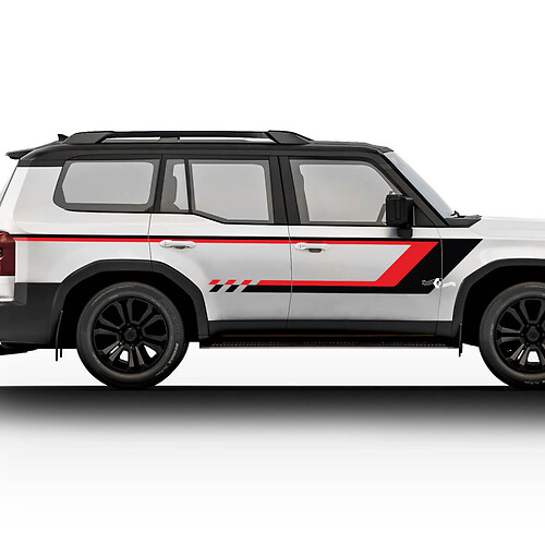 Toyota Land Cruiser Vintage Seitentüren Karierte Streifen Aufkleber Aufkleber Vinyl Grafik Aufkleber Aufkleber Kit
