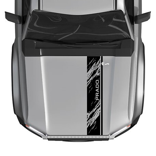 2024 Toyota Land Cruiser Prado Hood Stripe Destroyed Aufkleber, Vinyl-Grafikaufkleber
