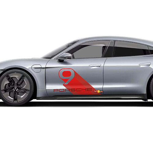 Nummer 9 Seiten Tür Vinyl Aufkleber Set für Porsche Taycan