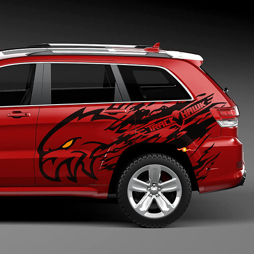 Jeep Grand Cherokee Trackhawk Logo Splash Grunge Stripes Kit Vinyl Aufkleber Grafik 2
