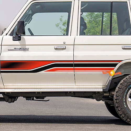 Retro Seitliche Streifen Aufkleber Grafik Dekor Kit 2 für Toyota Land Cruiser GRJ76