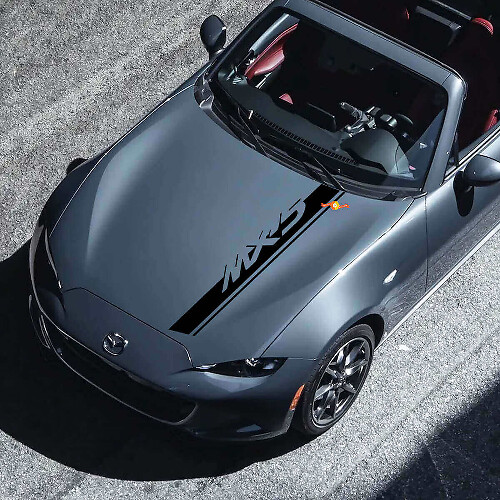 Doppelt gebrandete Streifen Motorhauben-Vinylaufkleber für Mazda MX-5 Miata