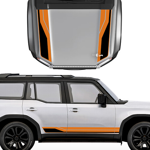 Toyota Land Cruiser Prado Motorhauben- und Seitenstreifen-Aufkleber – Vinyl-Grafik-Set
