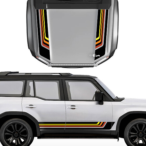Retro Motorhauben- und Seitestreifen-Aufklebersatz aus Vinyl für Toyota Land Cruiser 2024