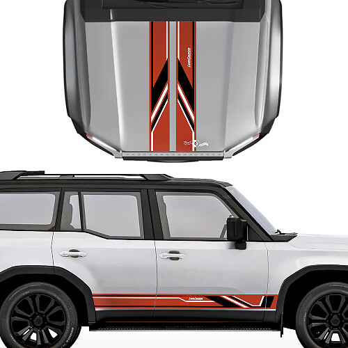 Toyota Land Cruiser Prado Aufkleber für Motorhaube und Seitenstreifen im Sportstil – Vinyl-Grafik-Set 2
