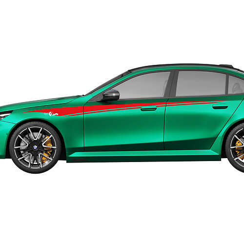 Aufkleber-Set für seitlich nach oben gerichtete Türen mit Streifen für BMW 5er G60 M5 G90 – SupDec Graphix Vinyl-Aufkleber
