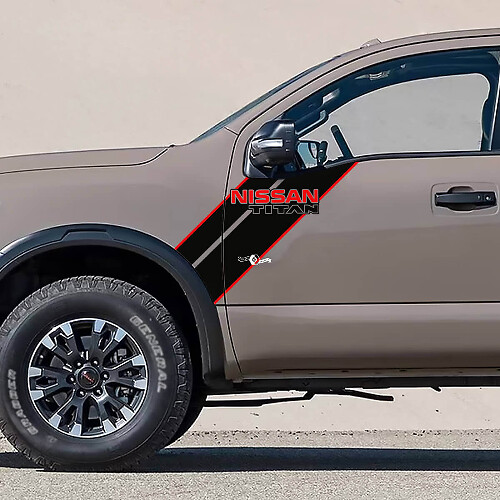 Twin Stripes Front Kotflügel Tür Vinyl Aufkleber Set für Nissan Titan