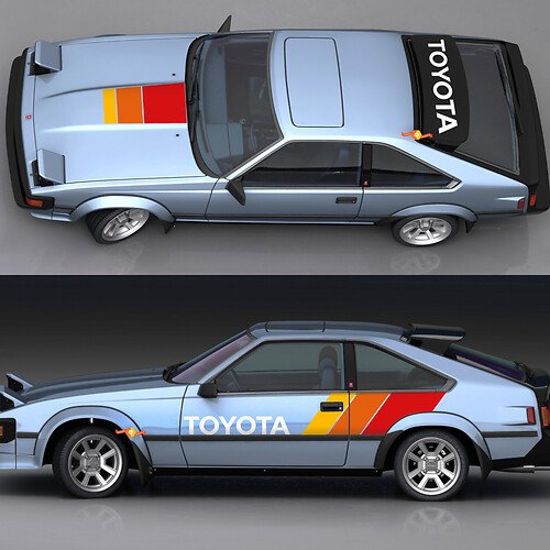Toyota Celica Supra 1980 TRD Vintage Stripes Aufkleber – individuelle Grafikfolie
