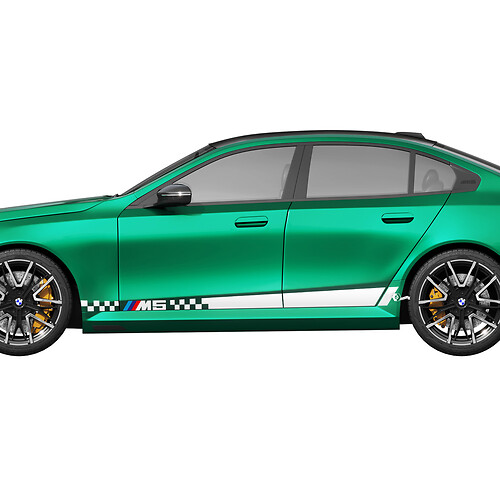 Racing-Aufkleber-Set mit karierten Streifen für BMW 5er G60 M5 G90 – SupDec Graphix Vinyl-Aufkleber
