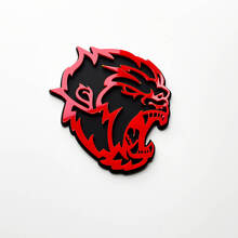 Angry Yeti Sasquatch Bigfoot 3D Fender Badges Emblem Schwarz vs. Rot
 3