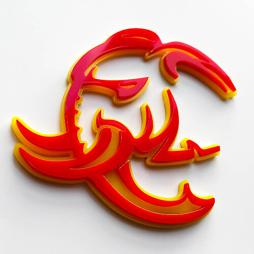 HellElephant 3D Badge Fender Badges Emblem Gelb vs. Rot
