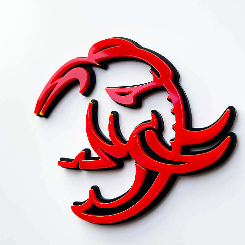 HellElephant 3D Abzeichen Kotflügelabzeichen Emblem Schwarz vs Rot
