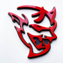 Benutzerdefinierte 3D-Abzeichen Dämon Dodge Charger Challenger Logo Fender Abzeichen Emblem Rot vs. Schwarz
 3