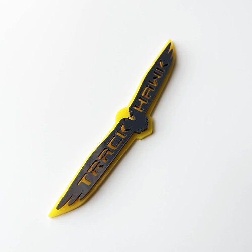 Trackhawk 3D-Abzeichen – individuelles Kotflügelemblem für Jeep Trackhawk Gelb vs. Grau
