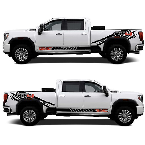 2024 GMC 2500HD AT4 Aufkleber-Set – Box-Seitengrafiken und Vinyl-Aufkleber für die untere Schwellerverkleidung
