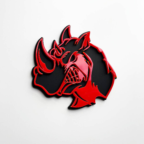 3D Rhino Angry Logo Badge – individuelles Kotflügelemblem für PKW, LKW und SUV
