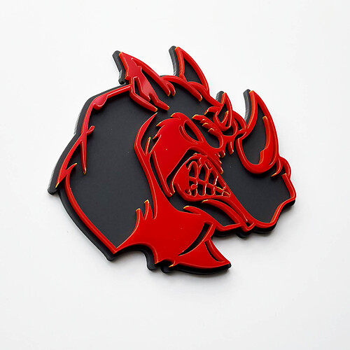 3D Rhino Angry Logo Badge – individuelles Fender-Emblem für Autos, LKWs und SUVs, Rot vs. Grau
 1