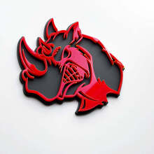 3D Rhino Angry Logo Badge – individuelles Fender-Emblem für Autos, LKWs und SUVs, Rot vs. Grau
 2