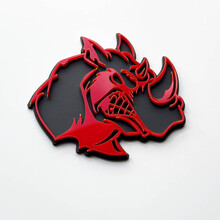 3D Rhino Angry Logo Badge – individuelles Fender-Emblem für Autos, LKWs und SUVs, Rot vs. Grau
 3