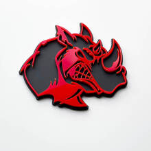 3D Rhino Angry Logo Badge – individuelles Fender-Emblem für Autos, LKWs und SUVs, Rot vs. Grau
 3