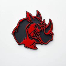 3D Rhino Angry Logo Badge – individuelles Fender-Emblem für Autos, LKWs und SUVs, Rot vs. Grau
 4