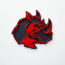 3D Rhino Angry Logo Badge – individuelles Fender-Emblem für Autos, LKWs und SUVs, Rot vs. Grau
 4