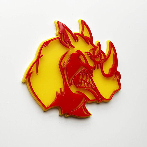 3D Rhino Angry Logo Badge – individuelles Fender-Emblem für Autos, LKWs und SUVs, Rot vs. Gelb
 1