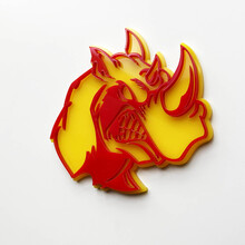 3D Rhino Angry Logo Badge – individuelles Fender-Emblem für Autos, LKWs und SUVs, Rot vs. Gelb
 2