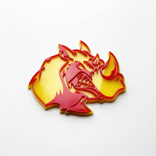 3D Rhino Angry Logo Badge – individuelles Fender-Emblem für Autos, LKWs und SUVs, Rot vs. Gelb
 3
