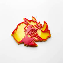 3D Rhino Angry Logo Badge – individuelles Fender-Emblem für Autos, LKWs und SUVs, Rot vs. Gelb
 3