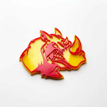 3D Rhino Angry Logo Badge – individuelles Fender-Emblem für Autos, LKWs und SUVs, Rot vs. Gelb
 3
