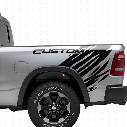 Custom Grunge Style Heck Seitenaufkleber Set für Dodge Ram