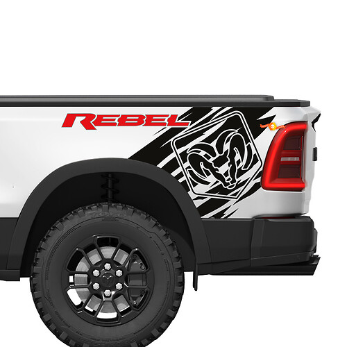Dodge Ram Rebel Grunge Logo LKW Ladefläche Vinyl Aufkleber Aufkleber Grafik
