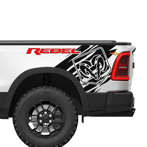 Rebel Grunge Logo Aufkleber-Set für die Heckseite von Dodge Ram