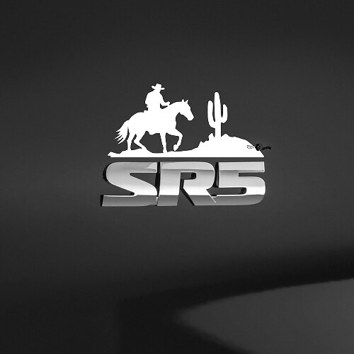 Berge Cowboy Texas Aufkleber Aufkleber über Toyota SR5 Abzeichen
