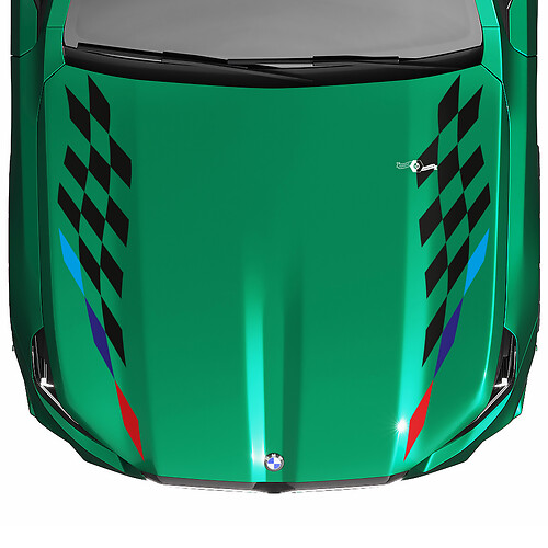 Stripes Racing M-Farben Checkered Flag-Motorhaubenaufkleber für BMW 5er G60 M5 G90
