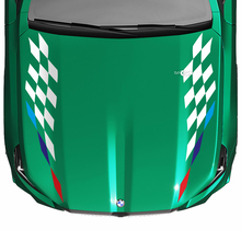 Stripes Racing M-Farben Checkered Flag-Motorhaubenaufkleber für BMW 5er G60 M5 G90
 2