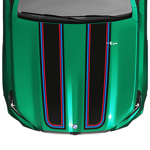 Stripes Racing M-Farben Checkered Flag-Motorhaubenaufkleber für BMW 5er G60 M5 G90
