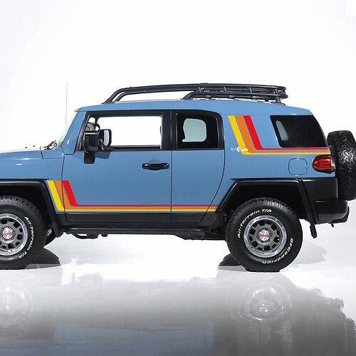 Seitenaufkleber mit Vintage-Retro-Streifen – passend für Toyota FJ Cruiser
