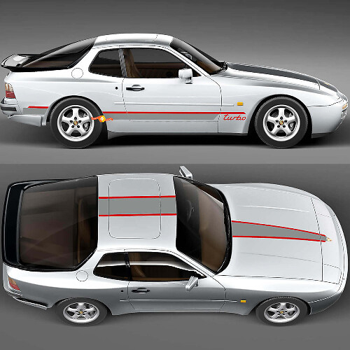 Porsche 944 Turbo Stripes Sides Hood Roof Kit – individuelle Vinyl-Aufklebergrafiken
