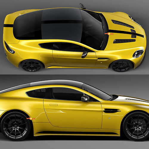 Ganzkörper-Vinyl-Aufkleber für Aston Martin V8 Vantage Coupe F1, gestreift, für Motorhaube, Dach, Kofferraum
