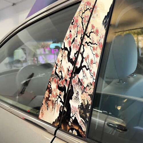 Japanische Baum Sakura Säule Türen Auto Aufkleber Aufkleber Wrap benutzerdefinierte Vinyl-Grafiken für Fahrzeug-Styling
