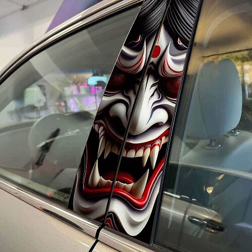 Japanische Dämonenmaske Hannya Wrap Säule Türen Vinyl Aufkleber Aufkleber