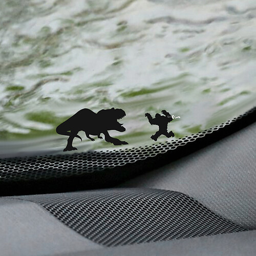 T-Rex und Yeti Bigfoot Windschutzscheiben-Osterei-Eckaufkleber – individuelle Vinyl-Grafik
