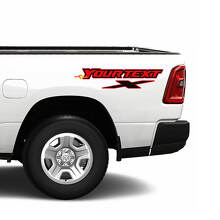 Benutzerdefiniertes Text X Logo Heckseiten-Vinylaufkleberset für Dodge Ram 1500_2